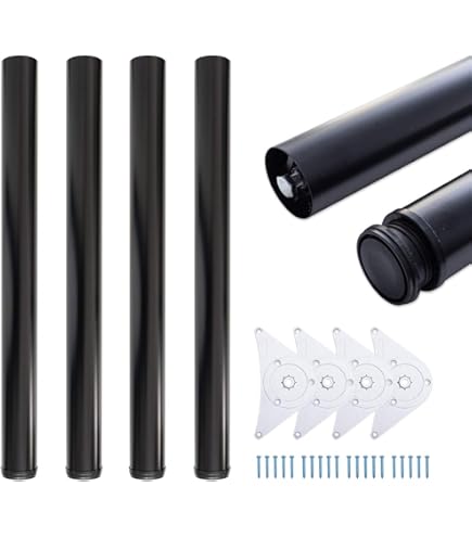 Set 4 Gambe Tavolo Regolabili Wiltec | Acciaio Inox Nero | Ø 60 Mm X 870 Mm | Per Tavoli Fai Da Te - Foto 2