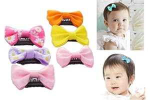 ERICOTRY Lot de 12 petites pinces à cheveux pour bébé - Pour cheveux fins - Avec ruban gros-pois - Accessoires pour bébés et filles - Couleurs aléatoires.