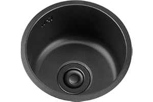 NOYHHAV Fregadero Redondo Negro Piscina De Renovación De Cocina Fregadero Individual Redondo Fregadero Pequeño Lavabo Redondo para Baño Lavado De Verduras Y Lavavajillas (42cm, Negro)