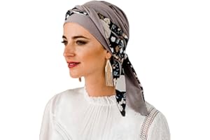 CAREBELL Headwear Pañuelo oncológico Smooth Black Abstract de Bambú para la pérdida de Cabello