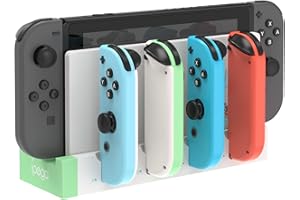 FYOUNG Controller Charger for Joy Con Compatible with Nintendo Switch & Switch OLED Model, USB Charging Dock for JoyCons Remote with LED Indicator - Light Green&White