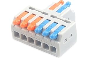 JOYELEC 9 Piezas D2-6 Conectores Eléctricos,2 Entrada y 6 Salida,Adecuado para 0.08-2.5(4.0) mm²cables,250V,32A,Conectores de Empalme de Cable Compactos,Bloques de Conexión Eléctrica