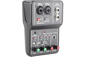 JECTSE USB 48V Power 2 ChannelsMixer, Compact Sound Mixing Console for Music Recording, Home Karaoke, and Internet Karaoke