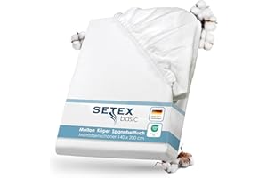 SETEX Molton Köper Matratzenschutz, 140 x 200 cm, Matratzenschoner aus 100% Baumwolle, Basic, Weiß