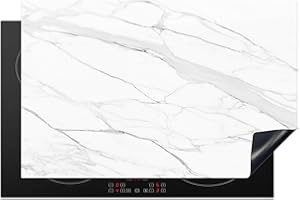 KitchenYeah© Induction Hob Protector Mat 20.5"x31.5" / 80x52 cm Cooker Top Protectors Cover Ceramic Covers Electric Hobs Vinyl Marble - White - Line - Patterns - Luxe - Marble Look