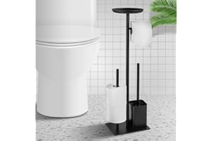 Edelstahl Klopapierhalter Stehend mit Klobürste Toilettenpapierhalter mit Feuchttücherbox,AIQII Stand WC Garnitur mit Toilettenpapierhalter und Toilettenbürste Ständer