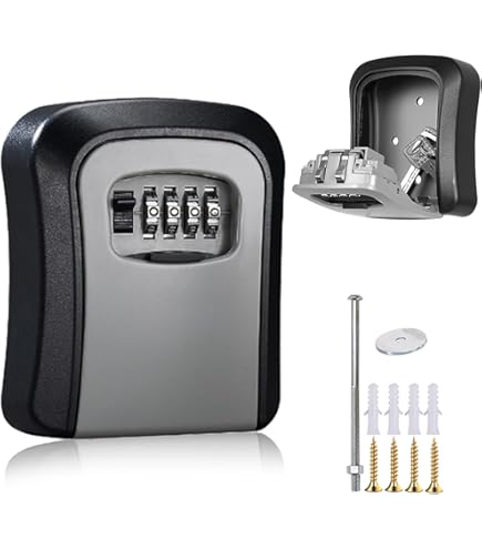 Behogan 2er Set Schlüsseltresor Mit Code - Wetterfester Schlüsselsafe Mit Abnehmbarem Stahlkabel Für Draußen