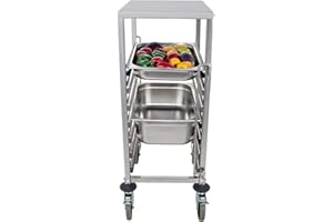 ‎BEEKETAL Beeketal 'BTW-7' Gastro Tablettwagen für bis zu 7 GN Behälter, Edelstahl Speise Transportwagen mit und geräuscharmen 360° Rollen (2 x Feststellbremsen), passend für GN 1/1, 1/2, 1/3 und 2/3 Behälter