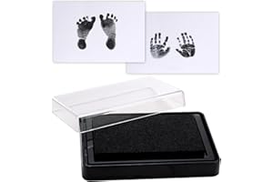 PEWCAY Timbri Riutilizzabili per Impronta Bambino e Piede, Timbri riutilizzabili per impront,Set di Impronte Digitali Nero, Facili da Lavare e Non Tossici,set di impronte digitali