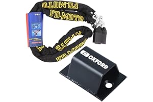 FD-MOTO 1.2M*10mm STEEL Heavy Duty Motorbike Chain Lock Padlock + Motorcycle Ground Anchor Lock (Sold Secure)