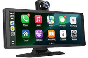 ELECPOD Wireless Carplay Screen & Android Auto Screen for Car - 10.26" Car Play Screen with 1080P Dash Cam Front/64GB TF | Bluetooth/Mirror Link | FM transmitter/AUX | Plug & Play for most vehicles (10.26)