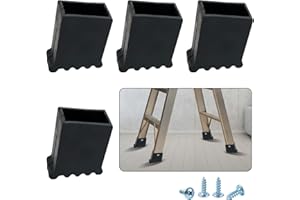PLIMBIN Pieds D'Échelle 50x25CM, Embouts De Protection Pour Échelles, Pieds D'Échelle Pieds D'Échelle En Caoutchouc Antidérapants Pour Escabeaux, Pieds En Caoutchouc Vissables Avec Vis, 4 Pièces Noir