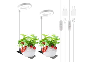 ‎KULLSINSS Kullsinss Pflanzenlampe LED Vollspektrum, Höhenverstellbares Kleine Grow Light mit Abnehmbare Basis, 3/9/12H Auto Timer, 10 Helligkeit, 3 Lichtmodi, 48 LEDs Pflanzenlicht für Zimmerpflanzen (2 Stück)