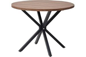 DEYARNA HOME Mesa de Comedor Moderna con Estructura Metálica, Mesa de Cocina para 4-6 Personas, Mesa Redonda de 100cm para Comedor, Sala de Estar, Oficina, Restaurante (Madera Oscura)