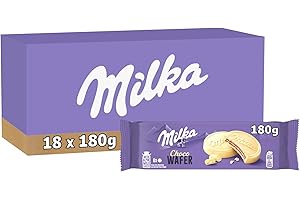 MILKA - Choco Suprême - Lot de 18 Boîtes de Choco Suprême - Gaufrettes Croustillantes Enrobées de Chocolat Blanc Milka et Fourrage Goût Cacao - Idéal pour le Goûter des Enfants - Lot de 18x180g