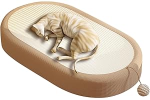 CSENASON Cat Scratcher, Cat Scratcher Bed 3 in 1, Sisal Cat Scratcher No Debris, 24-Inch Cat Scratchers for Indoor Cats, Bottom Anti-Skid Movable, No Debris Oval Cat Scratch Pad with Toy Balls for Cats Kitten
