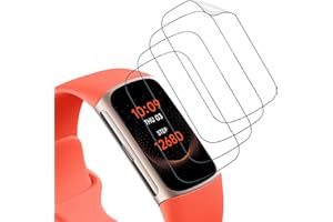 Wondoner 4 Stück Displayschutz für Fitbit Charge 6 Panzerglas, Schutzfolie für Fitbit Charge 5/6 Schutzglas, Weiche TPU HD Displayschutzfolie, Anti-Kratzer Screen Protector, Bläschenfrei