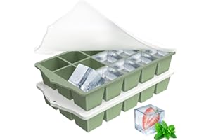 ZUIMENG Bac a Glacon avec Couvercle, Glacons Moule en Silicone Sans BPA, Bac à Glaçons Empilable pour Cocktail Whiskey Bebe Puree (Vert, 2 Pièces)