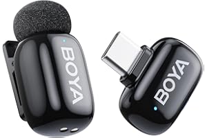 BOYA mini Microphone wireless for iPhone15/16, Andriod, 5g Ultralight, Lavalier Microphone, AI Voice Changer, 3-Level Noise Reduction, Lapel Mic, Clip on Mic with USB-C Plug