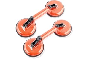 ALETO 2 Stück Saugheber Aluminium 100kg Glassauger Vakuumheber Glasheber Alu (Orange)