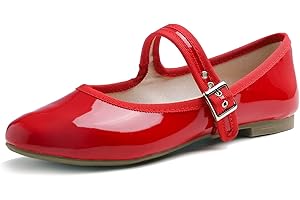 Feversole Women's Soft Breathable Mary Jane Memory Foam Cushioned Comfort Round Toe Metal Buckle Flats Walking Shoes