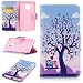 Produktbild Fine Finet Hülle für Motorola Moto G5, Leder Flip Case Mehrfarbig Baum Muster Lederhülle Protective Cover Ledertasche Handyhülle Wallet Schutzhülle mit Standfunktion, Liebe Eule