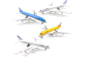victob Pull Back Aeroplane Airplanes Toys 4 Pack - Die Cast Metal Plastic Plane Models for Ages 3 4 5 6, STEM Learning Toys for Kids Christmas Birthday Party Favors