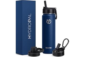 HYDROPAL Botella Agua Acero Inoxidable 500ml/750ml/1L, Botella Térmica Isotérmica con Pajita y Boquilla, Cantimplora Acero Inoxidable para Gimnasio, Deporte, Viaje, Termo Agua Reutilizable 24h Frío/12h Calor
