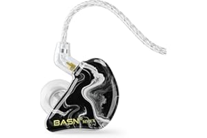 BASN MMCX Moniteurs intra-auriculaires à triple pilote avec basses riches, écouteurs HiFi stéréo IEM avec câbles amovibles améliorés pour audiophiles musiciens (porcelaine noire)