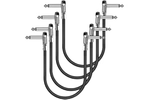 OTraki Guitar Patch Cables L Type 4 Pack, Premium Copper 0.3m Patch Lead 1/4" 6.35mm Right Angle Plugs Flexible Adjustment Instrument Cable 1ft Audio Cord for Effect Pedals, Pancake Type Connector