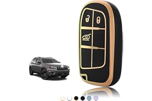 TOOMUME Cover Chiave, Guscio Chiave Adatto per Jeep Cherokee Renegade Compass Wrangler Dodge Challenger Charger Ram 1500 Chrysler 300C Fiat 500X, Custodia Chiavi Telecomando Copri Chiavi - Smart Key