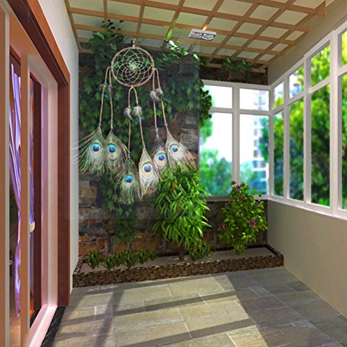 Tinksky Traumfänger mit Federn und Perlen Hanf Seil Wind Chime Wand hängende Dekoration - 5