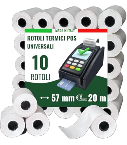 10 Rotoli Carta Termica 55gr BPA Free 57mm X 20mt - Per POS E Carte Di Credito ROTOMAR - Foto 13