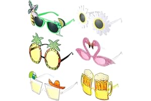 MOPOIN Party Brille, 6 Stück Lustige Brille Lustige Sonnenbrille Hawaiian Tropical Brille Kostüm Party Sonnenbrille für Strand Thema Dekoration, Party Zubehör, Foto Requisiten