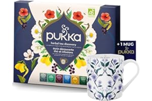 Pukka | Coffret Écrin Découverte &1 Mug |Thés & Infusions Biologiques et Ayurvédiques, Issus du Commerce Équitable 60 Sachets | 30 sachets &1 Mug Pukka
