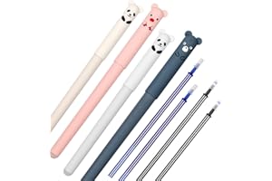 SONEER Erasable Pens,Rollerball Pens,4pcs Erasable Gel Pens with 4pcs Refills for Students Kids Adults School Office Supplies (Black & Blue)