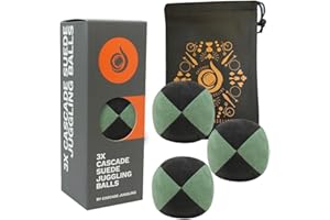 CASCADE JUGGLING 3 x Pro 110 g Cascade Wildleder-Jonglierbälle – Qualität Thud Jonglierbälle & Tasche – Set mit 3 Anfänger-Jonglierbällen