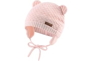 XIAOHAWANG Baby Wintermütze Jungen Mädchen Warmer Strickmützen Weicht Baumwolle-Futter mit Süße Bärenohren Winter Babymütze