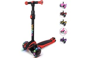 YOLEO Trotinette Enfant 3 Roues de 3 À 12 Ans Trottinette Pliable Ajustable sur 4 Niveaux pour Filles et Garçons, Cadeau Noël Anniversaire, Jouet Idéal
