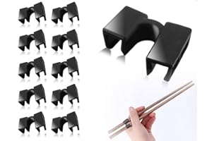 Emezddo 10 piezas de ayuda para palillos, de plástico, reutilizable, ideal para adultos y niños en casa, escuela y restaurante (negro)