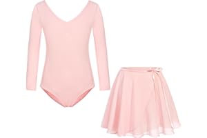 FONLAM Robe Justaucorps de Ballet Danse pour Fille Manche Longue Justaucorps Gymnastique Coton Léotard Ballet Tutu Danse Fille