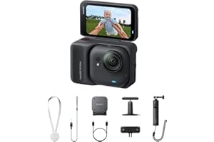 Insta360 GO Ultra Creator-Bundle Nachtschwarz - freihändige 4K Mini-Cam, leicht & mobil, top bei wenig Licht, überall anbringbar, FlowState-Stabilisierung, 200 Min Akku, 10 m wasserdicht, Lauf-Cam