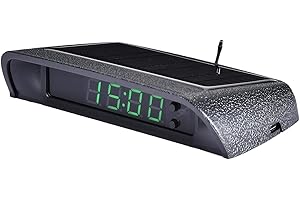 SHENRONGTONG Car Digital Clock Solar Powered, Small Car Electronic Clock Thermometer for Dashboard, Temperature Display Car Dashboard Auto Clock