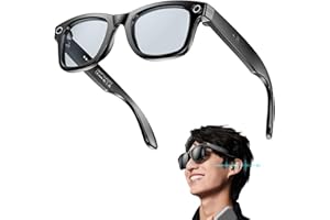 hKjPlvf Fashion AI Camera Smart Glasses IP65 Waterproof Bluetooth Call Playing Music Smart Glasses Identify Pictures Use ChatGPT, for Travel Meeting Business,B