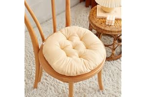 DOTBUY-SHOP Cojines Sillas Jardin Pack 4 Cojines Redondos Cojines de Asiento para Sillas de Terraza Cocina Patio Balcón Salón, 40x40cm para Decoración Interior o Exterior (40cm/15.7’’,Camel)