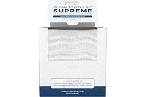 Clean Skin Club Clean Towels XL Supreme, 100% USDA biobaserad hudläkare godkänd ansiktshandduk, mild exfoliering, engångs ansiktstvätt, sminkborttagare torra våtservetter, 50 stycken