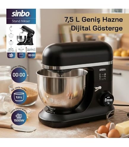 Kiwi Kmx-3638 Hamur Yoğurma & Stand Mikser 5,3 Lt 1300w 8 Hız