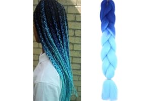 CYBELLEZA 24" Extensions Pour Tresse Jumbo Braid Extension Cheveux au Crochet Tressage synthétique Africaine Lot de 1 (Saphir&Bleu ciel)