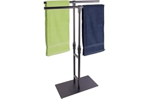 HXC-BLG Handtuchhalter Stehend Handtuchständer Doppel Handtuchstange Badetuchhalter Handtuchstange Halter für Dekoratives Badezimmer, Wohnzimmer, Küche Schwarz