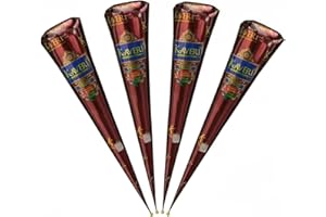AARNAV 4 x Kaveri Mehndi Cones Dark Brown Maroon Mehndi Cones All Natural Body Art Organic Henna Mahendi Cones Temporary Tattoo Cones